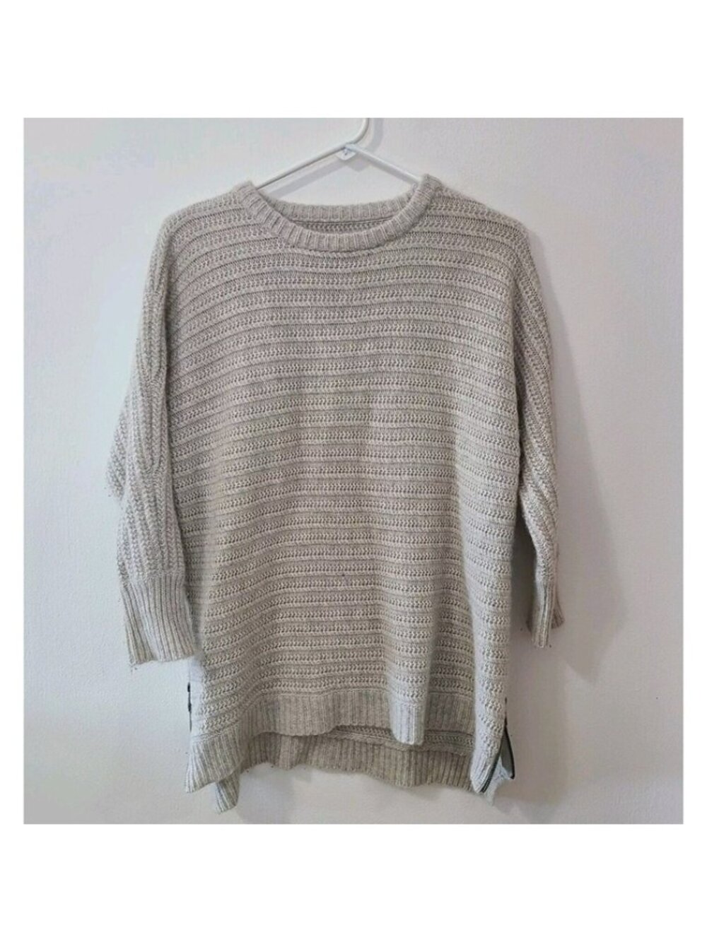 Zadig & Voltaire Deluxe Size M Knit Cashmere Sweater Light Grey 3/4 Sleeves